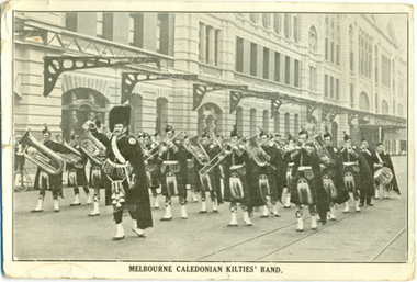  This is one of a collection of postcard of  the Melbourne  Caledonian kilties band.