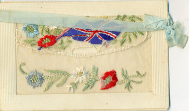 vickers embroidered world war one post card with ribbon
