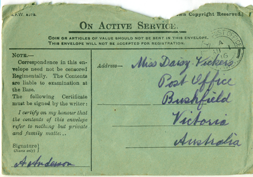 vickers world war one envelope 1916