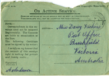 vickers world war one envelope 1916