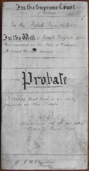 Tait Collection: Sarah Fry Probate 1905