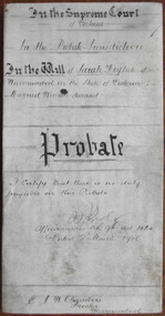Tait Collection: Sarah Fry Probate 1905