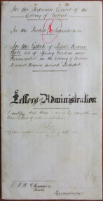 Tait Collection: Jessie M Wall Letters of Administration 1898