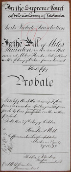 Tait Collection: Miles Staunton Probate 1895