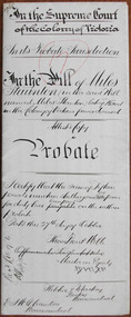 Tait Collection: Miles Staunton Probate 1895