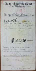 Tait Collection: Frederick W Gazzard Probate 1901