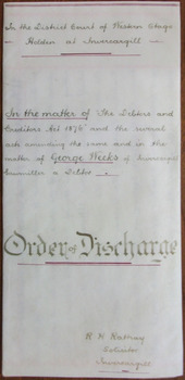 Tait Collection: George Weeks Order of Discharge 1876