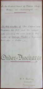 Tait Collection: George Weeks Order of Discharge 1876