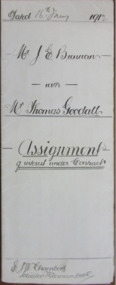 Document, J E Brennan & Thomas Goodall Assignment of Interest 1912, 1912