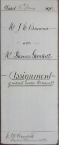 Tait Collection: J E Brennan & Thomas Goodall Assignment of Interest 1912