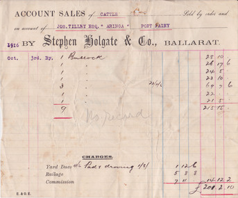 This is a document for Wilson & Anderson Jos Tilley 1916