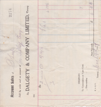 This is a Docket: Dalgety & Co Jos Tilley 1917