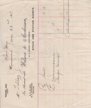 This is a Docket: Wilson & Anderson J Tilley 1917