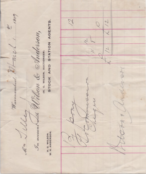 This is a Docket: Wilson & Anderson Mrs Tilley 1918