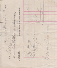This is a Docket: Wilson & Anderson Mrs Tilley 1918