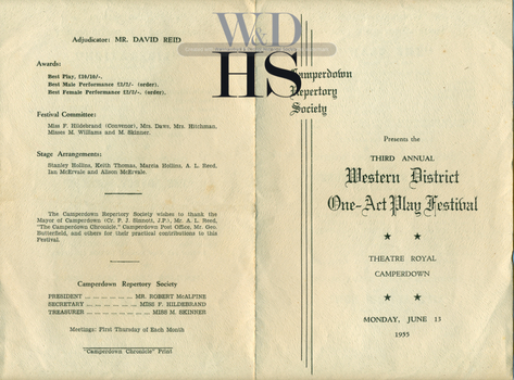 Theatre program for 1955 Third Annual Western District One-Act Play Festival