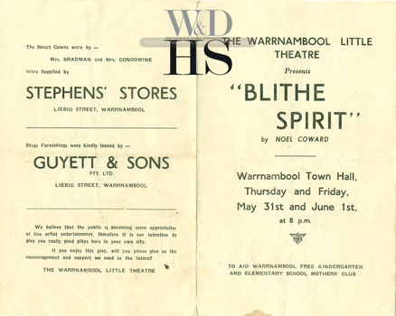 Theatre program for production of Blithe Spirit
