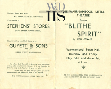 Theatre program for production of Blithe Spirit