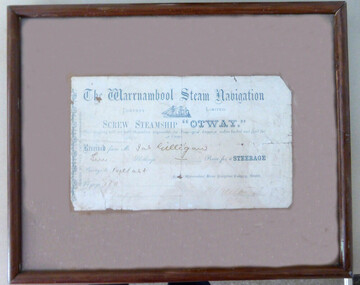 Receipt, Warrnambool Steam Navigation Company