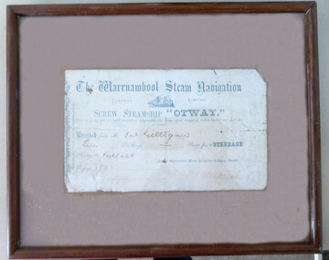 Warrnambool Steam Navigation Company receipt