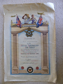 Certificate, RAAF S McDonald 1945, Circa 1945