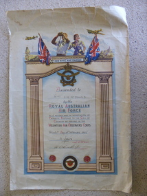 R.A.A.F. Volunteer Air Observer's Corps Certificate