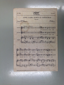 Music, Music Sheet Love Comes Down at Christmas, 1952