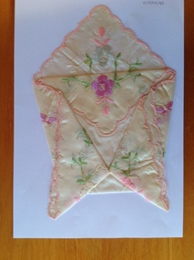 Textile, Handkerchief Pink edge, C1918