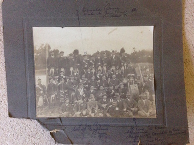 This is a black and white photograph of Warrnambool's Pipeband