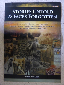 This is a poster advertising this book by James Affleck on WW1 soldiers from the Koroit district.
