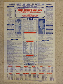 Calendar, Harry Taylor 1962, 1961