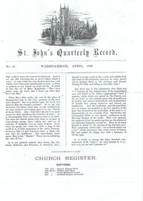 Document, Newsletter St John's church Warrnambool, 1895