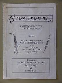 Program/menu, Jazz Cabaret "94, 1994