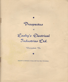 Document, Prospectus (Leahy’s Electrical), 1951