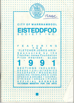 Program for the Warrnambool Eisteddfod held in 1991