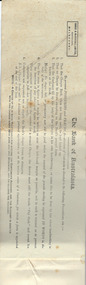 Document, Cheque book insert, Early 20th century