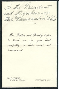 Document, Bereavement Card
