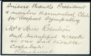Document, Bereavement Robertson, Early 20th century