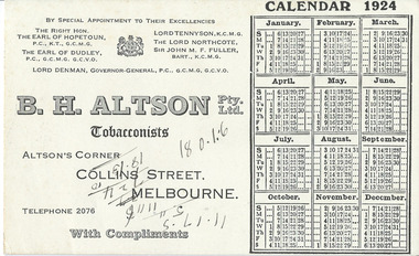 Document, Blotter Calendar 1924, 1924