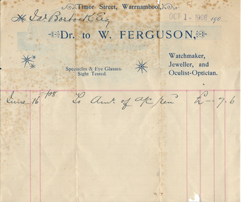 Document, Docket W Ferguson, 1908