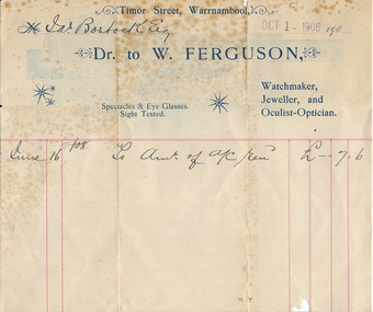 Document, Docket W Ferguson, 1908