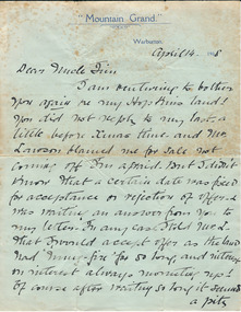Document, Docket RF Kennedy, Letter written - 1908