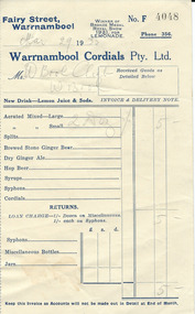 Document, Warrnambool Cordial, 1935