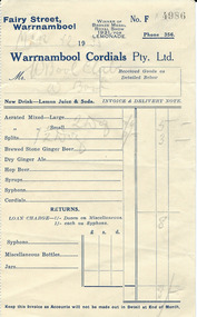 Document, Warrnambool Cordial, 1935
