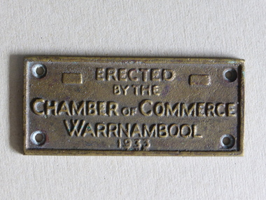 Brass Plate, Chamber of Commerce 1933, 1933
