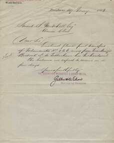 Document and covering letter, Augustus Bostock, 1883