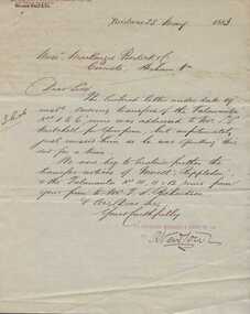 Document and covering letter, Augustus Bostock, 1883