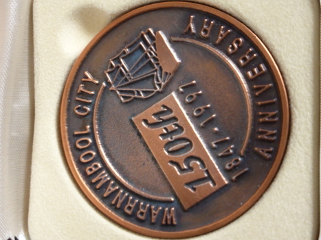 Limited edition medal produced for 150th Anniversary of the City of Warrnambool in 1997