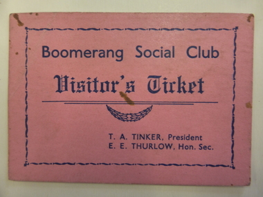Ticket, Card (2) – Boomerang Club Visitor’s Ticket, Mid 20th century