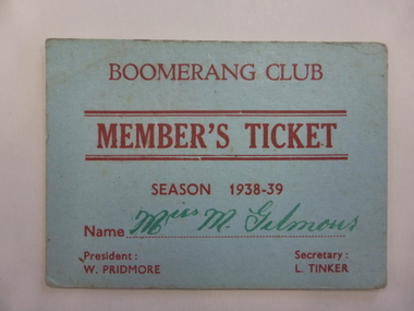 Document, Boomerang Club, 1938